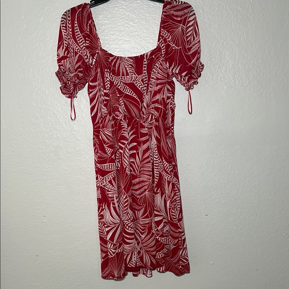 Banana Republic Red Puff Sleeve Midi Dress Small Size - Picture 5 of 7